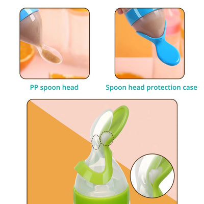 Baby Silicone Squeezing Feeding Bottle