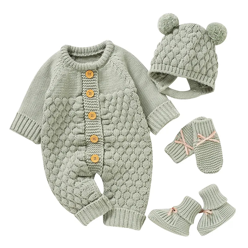 Newborn Boys Girls Solid Plain Jumpsuits