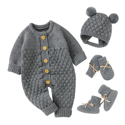 Newborn Boys Girls Solid Plain Jumpsuits