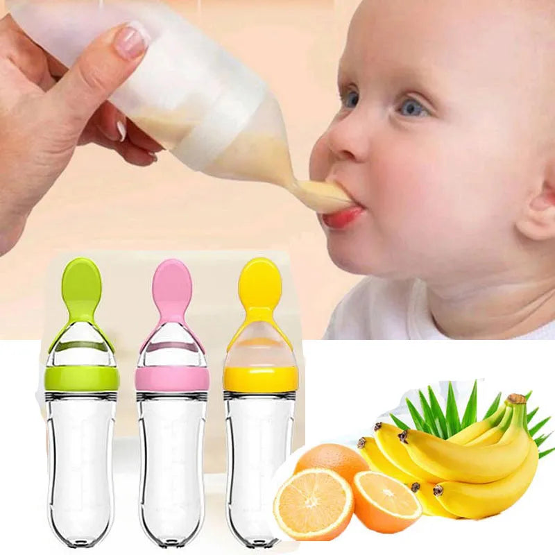 Baby Silicone Squeezing Feeding Bottle