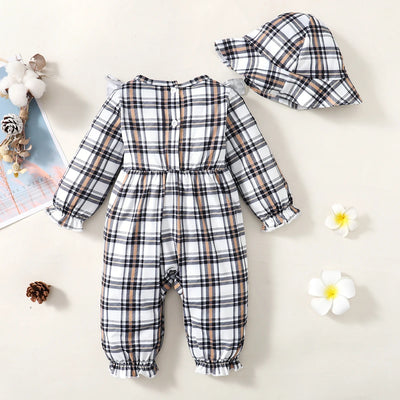 BABY GIRL RUFFLE JUMPSUIT WITH HAT