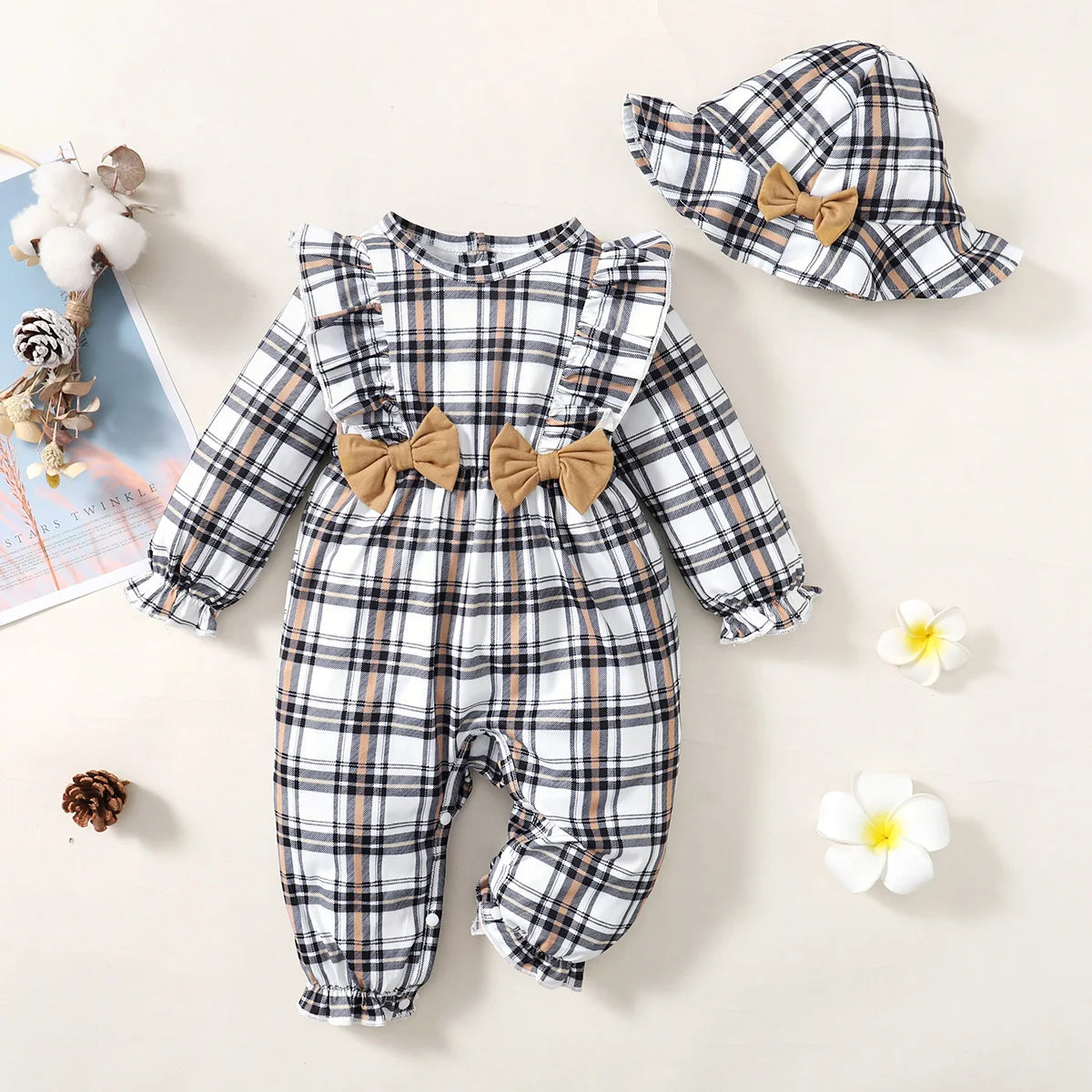 BABY GIRL RUFFLE JUMPSUIT WITH HAT